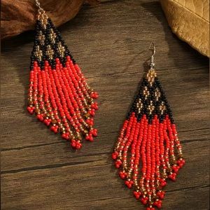 Handmade Beaded Tassel Drop Earrings